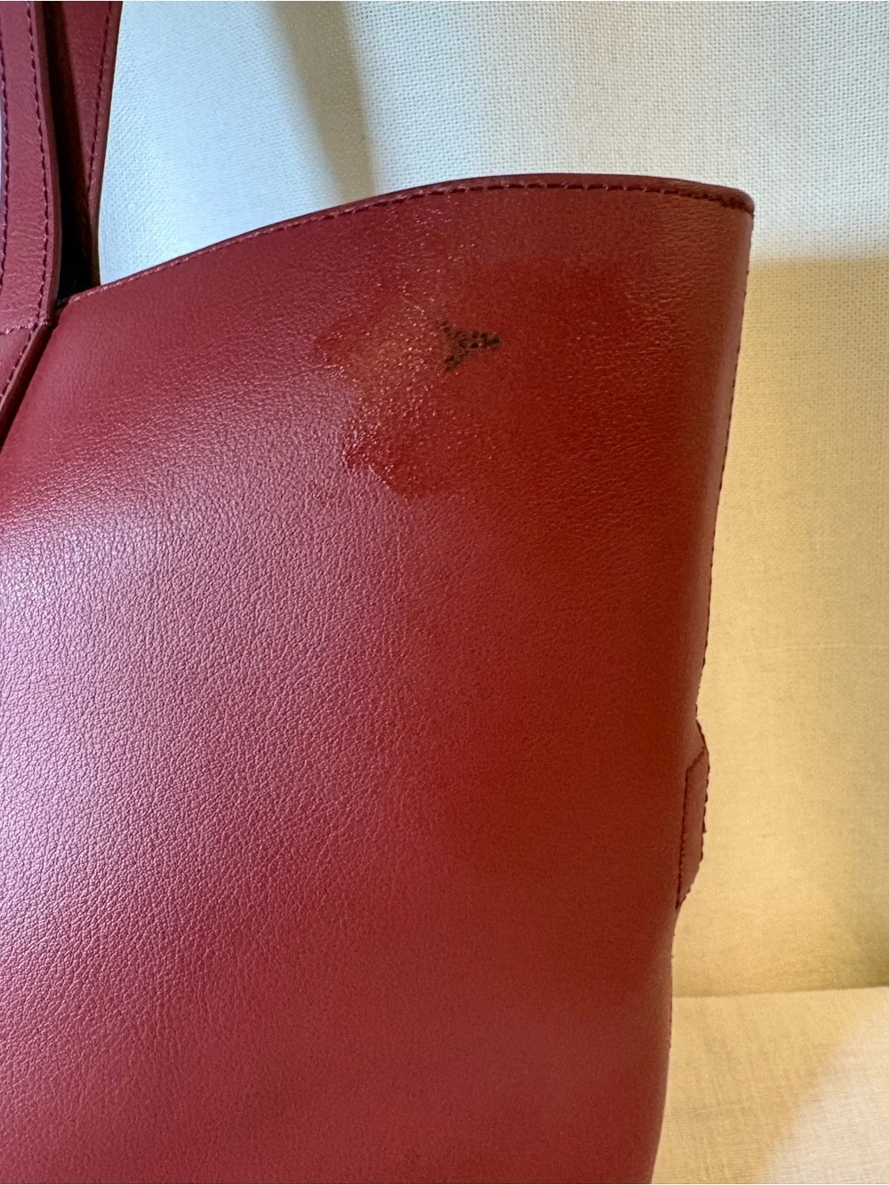 Away The Latitude Tote Ruby Burgundy Leather Travel Laptop Carry On Bag EUC